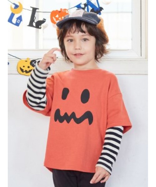SHOO・LA・RUE（シューラルー）の「◆【90-130cm/ハロコレ】ボーダーレイヤードロンT（Tシャツ/カットソー・キッズ・マスタード/オレンジ/ブラック系7/パープル系2/グリーン・11/12/13/09/10）」の9枚目の写真
