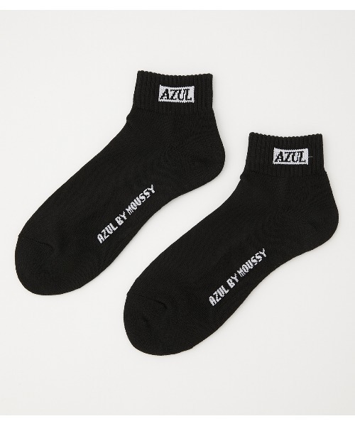 AZUL by moussy(アズールバイマウジー)の「AZUL BOX LOGO LOW CUT SOCKS/AZULボックスロゴローカットソックス(ソックス/靴下・メンズ・杢グレー/ブラック/ホワイト・FREE)」の2枚目の写真