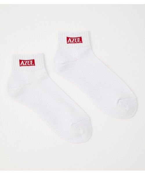 AZUL by moussy(アズールバイマウジー)の「AZUL BOX LOGO LOW CUT SOCKS/AZULボックスロゴローカットソックス(ソックス/靴下・メンズ・杢グレー/ブラック/ホワイト・FREE)」の4枚目の写真