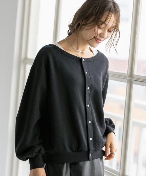 FEELING MADE(フィーリングメイド)の「FEELING MADE ウォームソフトスウェット 2WAY カーディガン(カーディガン/ボレロ・レディース・ブラック/ブラウン/グレー・FREE)」の1枚目の写真