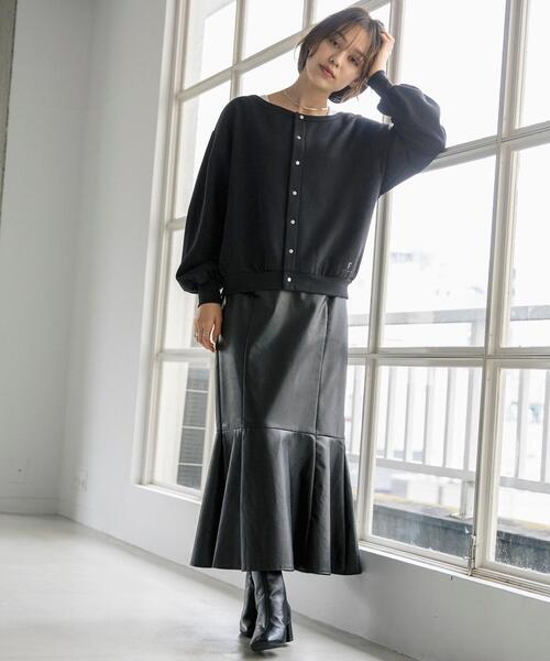 FEELING MADE(フィーリングメイド)の「FEELING MADE ウォームソフトスウェット 2WAY カーディガン(カーディガン/ボレロ・レディース・ブラック/ブラウン/グレー・FREE)」の12枚目の写真