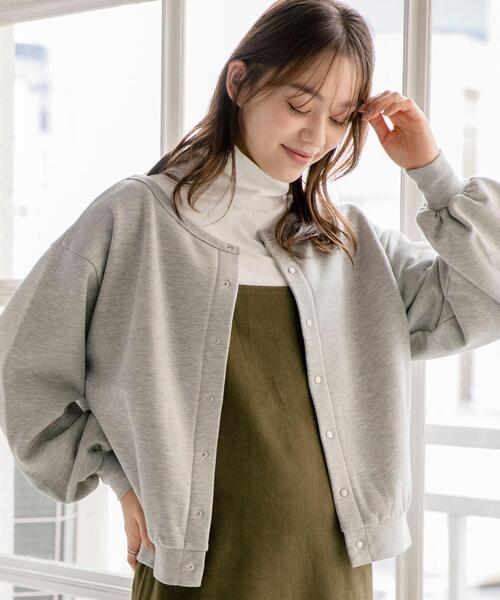 FEELING MADE(フィーリングメイド)の「FEELING MADE ウォームソフトスウェット 2WAY カーディガン(カーディガン/ボレロ・レディース・ブラック/ブラウン/グレー・FREE)」の14枚目の写真