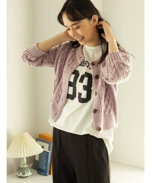 fifth（フィフス）の「ケーブルニットカーディガン（カーディガン/ボレロ・レディース・パープル/モカ/ライトベージュ・MEDIUM）」の3枚目の写真