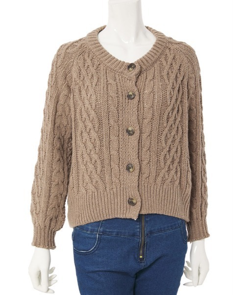 fifth（フィフス）の「ケーブルニットカーディガン（カーディガン/ボレロ・レディース・パープル/モカ/ライトベージュ・MEDIUM）」の19枚目の写真