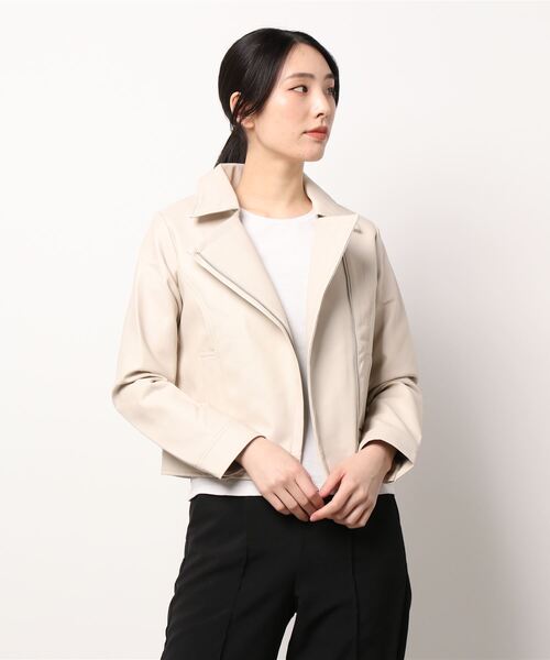 CECIL McBEE（セシルマクビー）の「ライダースジャケット（ライダースジャケット・レディース・ブラック/ベージュ/アイボリー・MEDIUM/LARGE）」の2枚目の写真