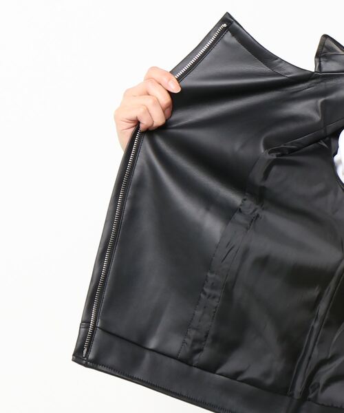 CECIL McBEE（セシルマクビー）の「ライダースジャケット（ライダースジャケット・レディース・ブラック/ベージュ/アイボリー・MEDIUM/LARGE）」の6枚目の写真