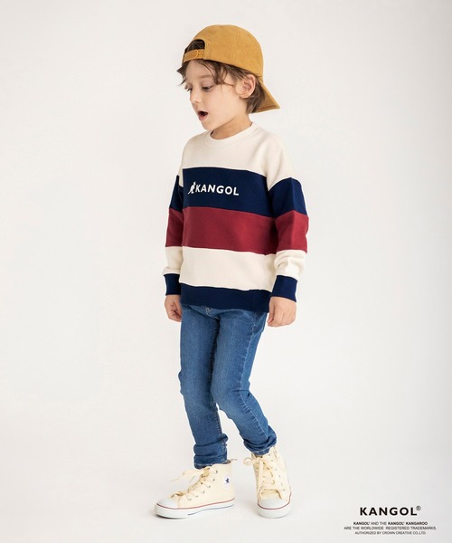 KANGOL(カンゴール)の「【KANGOLコラボ】ワイドボーダートレーナー(スウェット・キッズ・アイボリー/ブラック・130/110/140/120/100)」の16枚目の写真