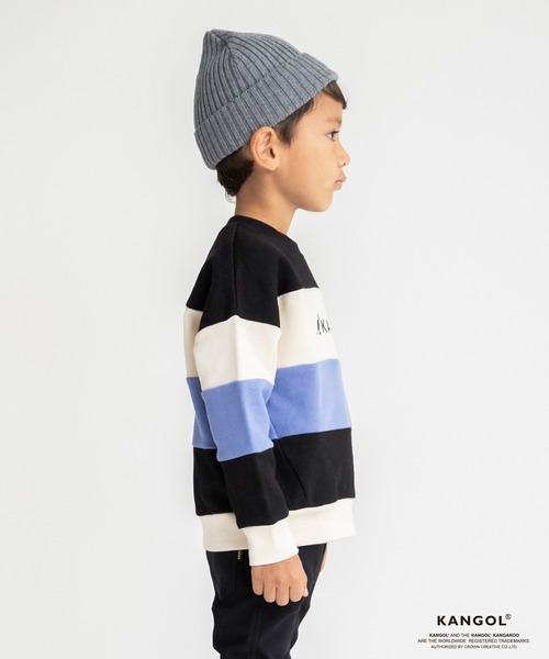 KANGOL(カンゴール)の「【KANGOLコラボ】ワイドボーダートレーナー(スウェット・キッズ・アイボリー/ブラック・130/110/140/120/100)」の19枚目の写真