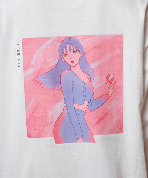 vis-`a-vis(ビサビ)の「【WEB限定】【コラボ】ミチ&藍にいなイラストステッチ配色ロングTシャツ(Tシャツ/カットソー・レディース・ホワイト/ブラウン系その他3/ネイビー・FREE)」の15枚目の写真