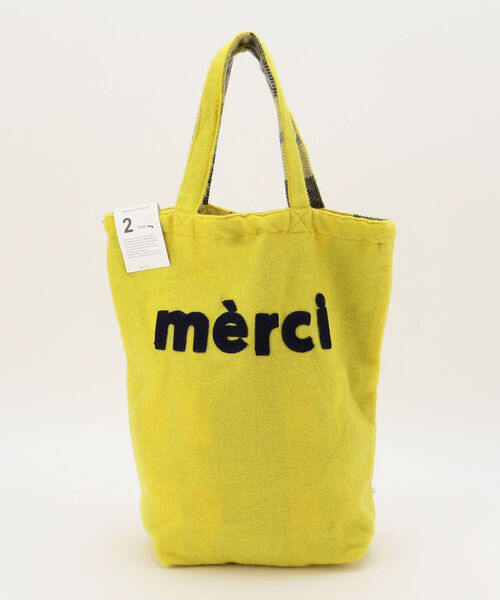 hint hint（ヒントヒント）の「【WEB限定】【hint hint/ヒントヒント】merci リバーシブルトートバッグ チェック柄（トートバッグ・レディース・ベージュ/グレー/イエロー/ロイヤルブルー・FREE）」の4枚目の写真