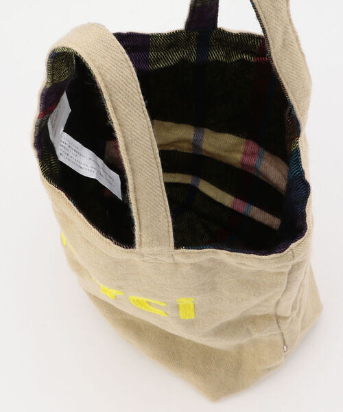 hint hint（ヒントヒント）の「【WEB限定】【hint hint/ヒントヒント】merci リバーシブルトートバッグ チェック柄（トートバッグ・レディース・ベージュ/グレー/イエロー/ロイヤルブルー・FREE）」の6枚目の写真