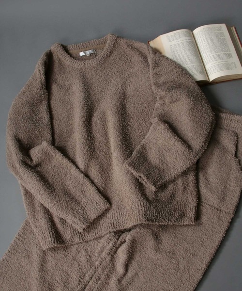 SITRY（シトリー）の「Boucle Crew neck knit /ブークレ クルーネックニット（ルームウェア/パジャマ・メンズ・チャコールグレー/グレイッシュベージュ・M/L）」の7枚目の写真