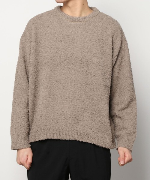 SITRY（シトリー）の「Boucle Crew neck knit /ブークレ クルーネックニット（ルームウェア/パジャマ・メンズ・チャコールグレー/グレイッシュベージュ・M/L）」の4枚目の写真