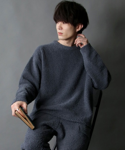 SITRY（シトリー）の「Boucle Crew neck knit /ブークレ クルーネックニット（ルームウェア/パジャマ・メンズ・チャコールグレー/グレイッシュベージュ・M/L）」の13枚目の写真