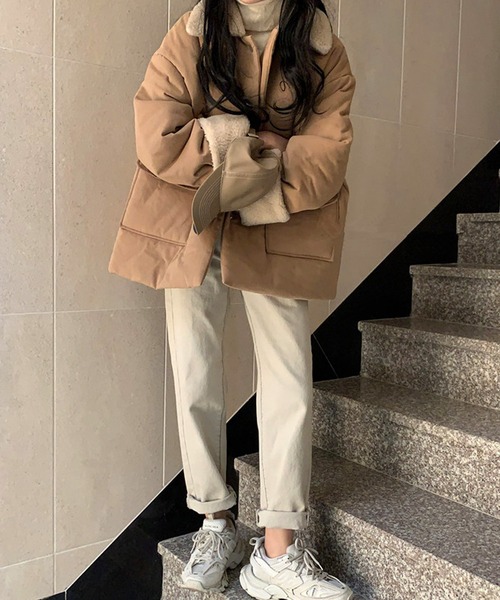 Girly Doll(ガーリードール)の「ボア中綿アウター(ブルゾン・レディース・ブラック/キャメル・FREE)」の13枚目の写真