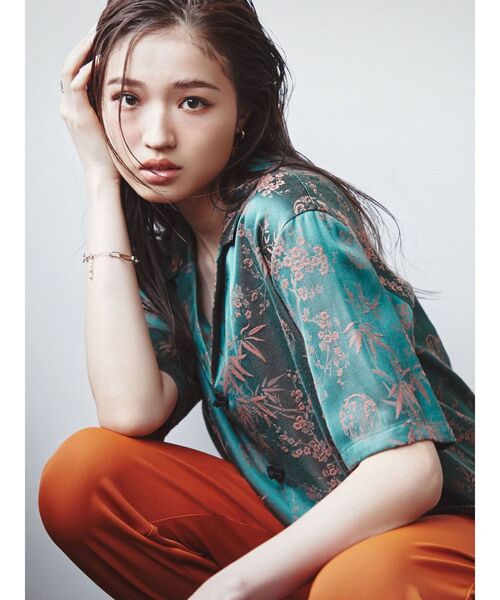 EVRIS（エヴリス）の「フロックボタンショートスリーブシャツ（シャツ/ブラウス・レディース・ブラウン/グリーン・FREE）」の8枚目の写真