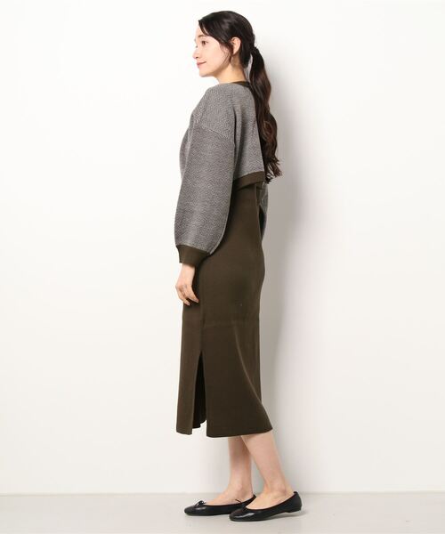 archives(アルシーヴ)の「前後2WAYヘリンボーンカーディガン+リブニットワンピース(ワンピース・レディース・ブラック/ブラウン/ベージュ・MEDIUM)」の7枚目の写真
