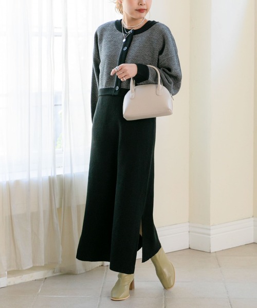 archives(アルシーヴ)の「前後2WAYヘリンボーンカーディガン+リブニットワンピース(ワンピース・レディース・ブラック/ブラウン/ベージュ・MEDIUM)」の15枚目の写真