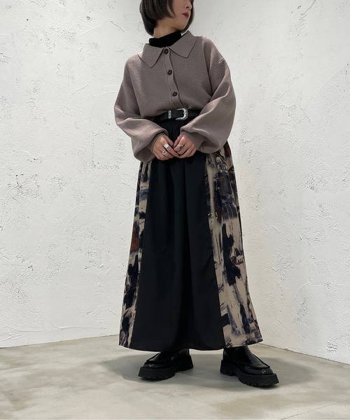 apres jour mignon（アプレジュールミニョン）の「襟付きへリンボーン柄編みカーディガン【ZOZOTOWN限定アイテム】（カーディガン/ボレロ・レディース・ブラック/グリーン/グレイッシュベージュ・X-LARGE/フリー）」の17枚目の写真