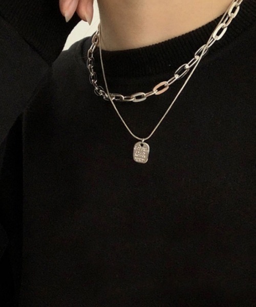 SONA（ソナ）の「SONYUNARA タグモチーフ2連チェーンネックレス（ネックレス・レディース・シルバー・FREE）」の3枚目の写真