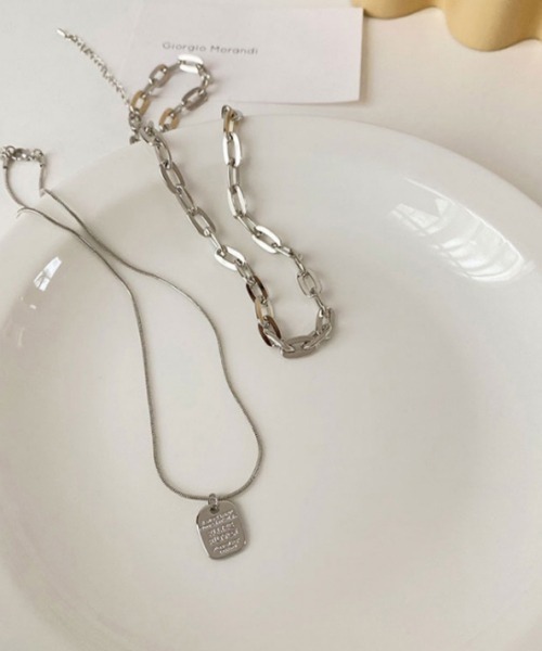 SONA（ソナ）の「SONYUNARA タグモチーフ2連チェーンネックレス（ネックレス・レディース・シルバー・FREE）」の5枚目の写真