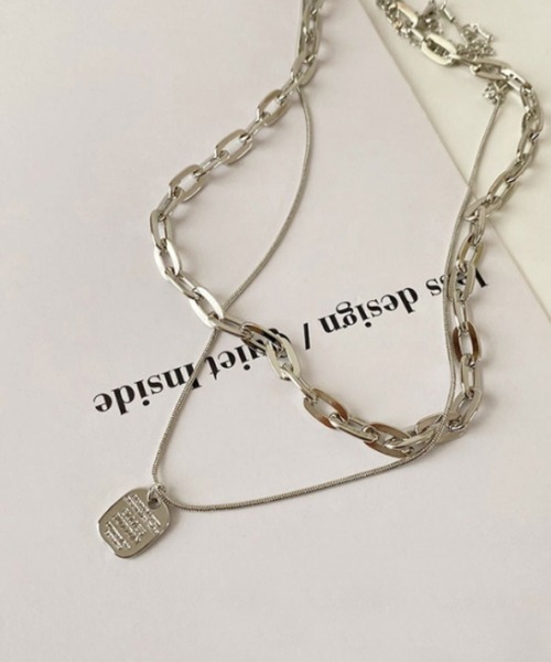 SONA（ソナ）の「SONYUNARA タグモチーフ2連チェーンネックレス（ネックレス・レディース・シルバー・FREE）」の2枚目の写真