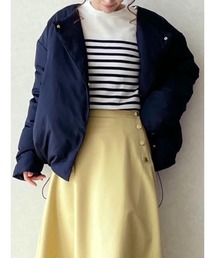 ステッチレスノーカラー中綿ブルゾン