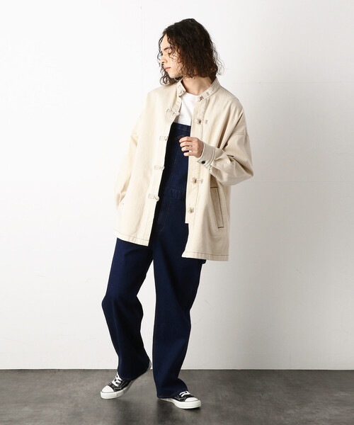 フレンチ　チャイナ　カバーオール　jkt 58 Purple&Yellow（パープルアンドイエロー）の「チャイナ釦
