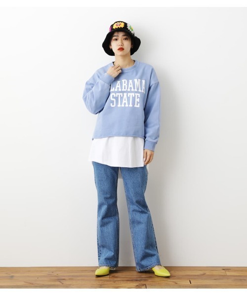 RODEO CROWNS WIDE BOWL（ロデオクラウンズワイドボウル）の「GOOD OLD College Short スウェット（スウェット・レディース・グレー×ホワイト/ブラック/ライトブルー・FREE）」の11枚目の写真