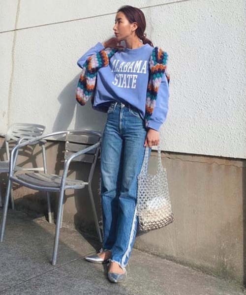 RODEO CROWNS WIDE BOWL（ロデオクラウンズワイドボウル）の「GOOD OLD College Short スウェット（スウェット・レディース・グレー×ホワイト/ブラック/ライトブルー・FREE）」の20枚目の写真