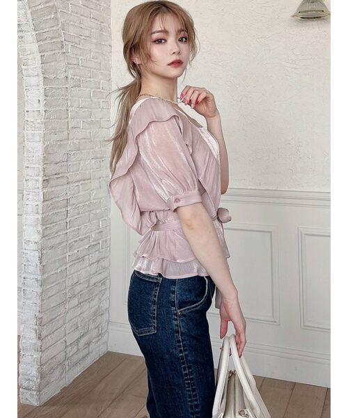 RESEXXY（リゼクシー）の「ラッフルシャイニーブラウス（シャツ/ブラウス・レディース・ブラック/ホワイト/ピンク・FREE）」の14枚目の写真