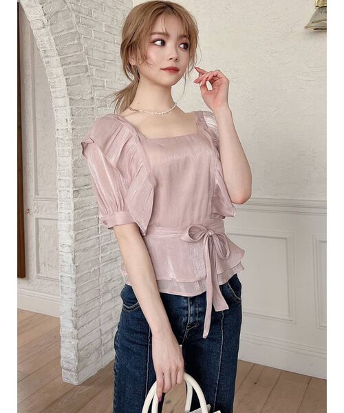 RESEXXY（リゼクシー）の「ラッフルシャイニーブラウス（シャツ/ブラウス・レディース・ブラック/ホワイト/ピンク・FREE）」の15枚目の写真
