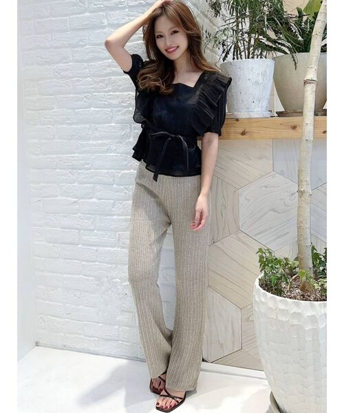 RESEXXY（リゼクシー）の「ラッフルシャイニーブラウス（シャツ/ブラウス・レディース・ブラック/ホワイト/ピンク・FREE）」の4枚目の写真