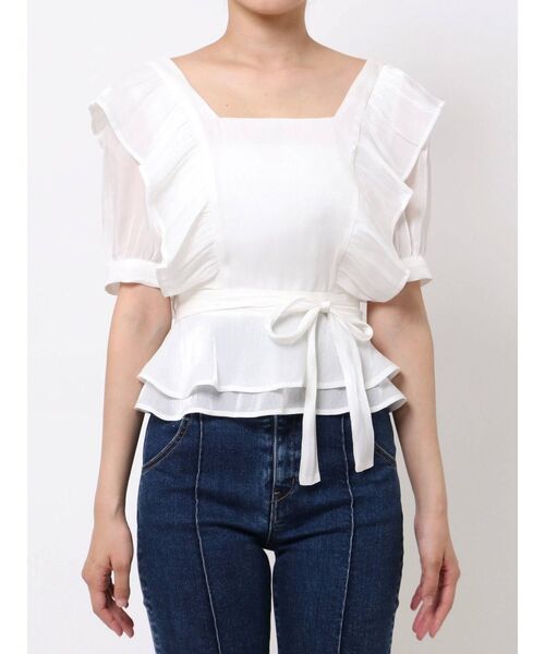 RESEXXY（リゼクシー）の「ラッフルシャイニーブラウス（シャツ/ブラウス・レディース・ブラック/ホワイト/ピンク・FREE）」の9枚目の写真