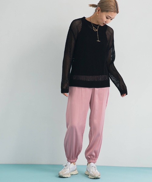 bohmal（ボマール）の「透かし編みメッシュニットトップス（ニット/セーター・レディース・ブラック/ベージュ/オフホワイト/イエロー・FREE）」の8枚目の写真