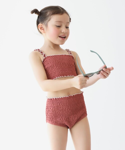 B:MING by BEAMS(ビーミングバイビームス)の「B:MING by BEAMS / シャーリング スイム タンキニ(100~140cm)(水着・キッズ・ピンク系その他/マスタード・130/120/140/110/100)」の2枚目の写真