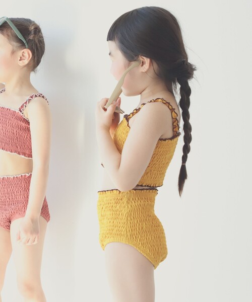 B:MING by BEAMS(ビーミングバイビームス)の「B:MING by BEAMS / シャーリング スイム タンキニ(100~140cm)(水着・キッズ・ピンク系その他/マスタード・130/120/140/110/100)」の3枚目の写真