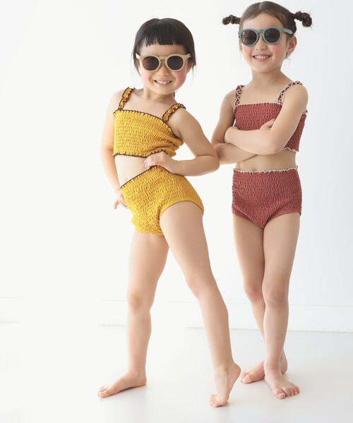 B:MING by BEAMS(ビーミングバイビームス)の「B:MING by BEAMS / シャーリング スイム タンキニ(100~140cm)(水着・キッズ・ピンク系その他/マスタード・130/120/140/110/100)」の9枚目の写真