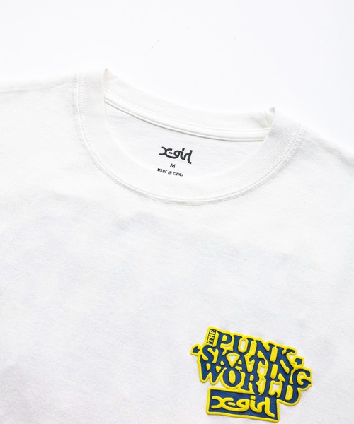 X-girl（エックスガール）の「FOAM PRINT LOGO S/S TEE/発泡プリントロゴ　Tシャツ（Tシャツ/カットソー・レディース・ライトパープル/ブラック/ホワイト・M/L/S/XL）」の12枚目の写真