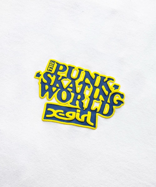 X-girl（エックスガール）の「FOAM PRINT LOGO S/S TEE/発泡プリントロゴ　Tシャツ（Tシャツ/カットソー・レディース・ライトパープル/ブラック/ホワイト・M/L/S/XL）」の13枚目の写真