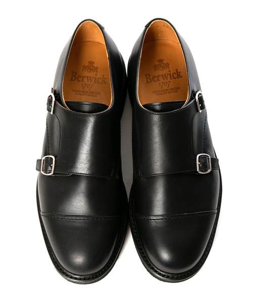 美品 バーウィック Berwick ダブルモンク 黒 8 ビブラム Berwick 1707 ビジネスシューズ バーウィック ダブルモンク 5117