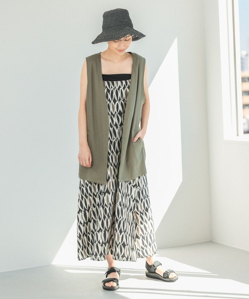 【ZYM】フリンジワンピース2682 XS】ZARA フリンジ付きボリュームミディ丈ワンピース