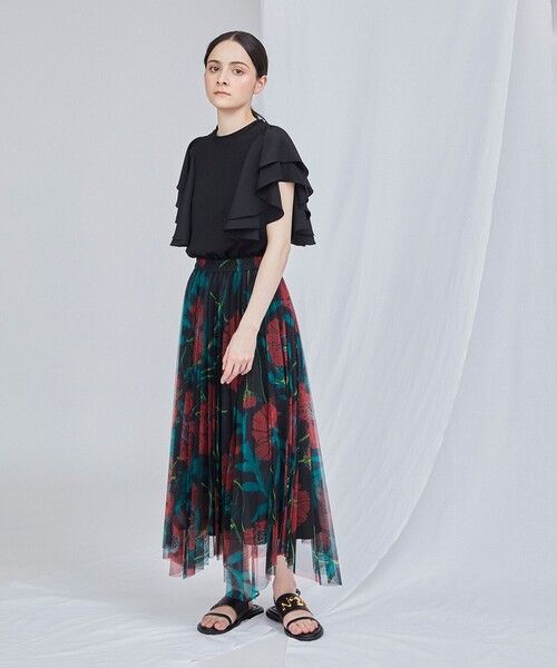 Diagram（ダイアグラム）の「フラワープリントチュールスカート（スカート・レディース・ホワイト/ブラック・36）」の13枚目の写真