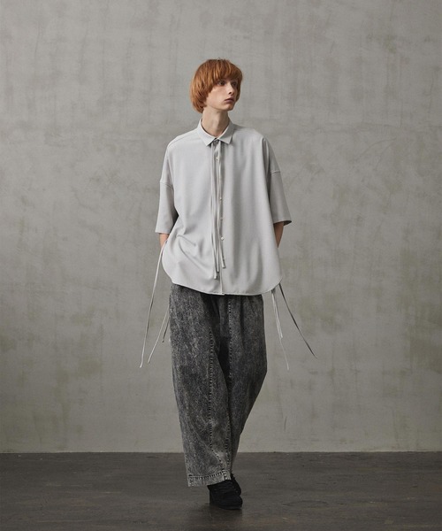 SHAREEF(シャリーフ)の「SIDE SLIT S/S SHIRTS(シャツ/ブラウス・メンズ・ブラック/グリーン/ホワイト系その他・1/2/3)」の4枚目の写真