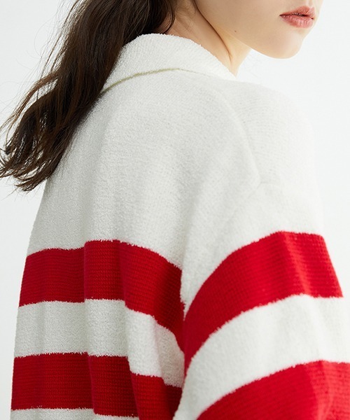 Fano Studios(ファノ ストゥディオズ)の「【Fano Studios】Pile french border skipper tops FC22S174(ニット/セーター・レディース・レッド/ブラック・S/M/L)」の7枚目の写真