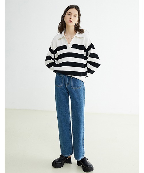 Fano Studios(ファノ ストゥディオズ)の「【Fano Studios】Pile french border skipper tops FC22S174(ニット/セーター・レディース・レッド/ブラック・S/M/L)」の9枚目の写真