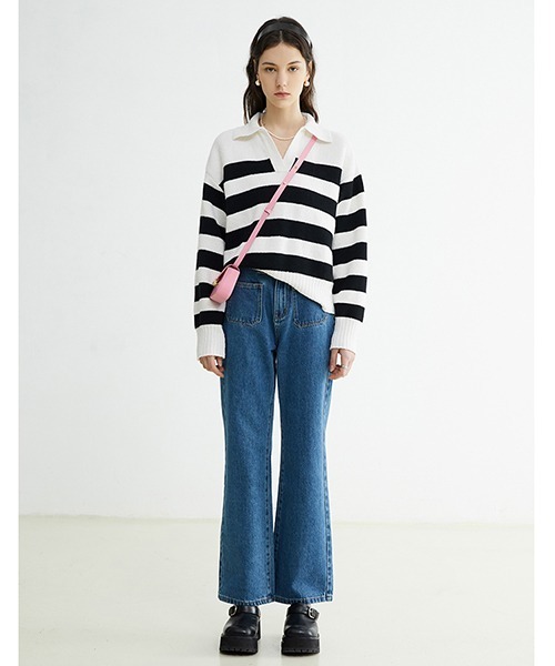 Fano Studios(ファノ ストゥディオズ)の「【Fano Studios】Pile french border skipper tops FC22S174(ニット/セーター・レディース・レッド/ブラック・S/M/L)」の10枚目の写真