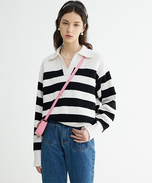 Fano Studios(ファノ ストゥディオズ)の「【Fano Studios】Pile french border skipper tops FC22S174(ニット/セーター・レディース・レッド/ブラック・S/M/L)」の11枚目の写真