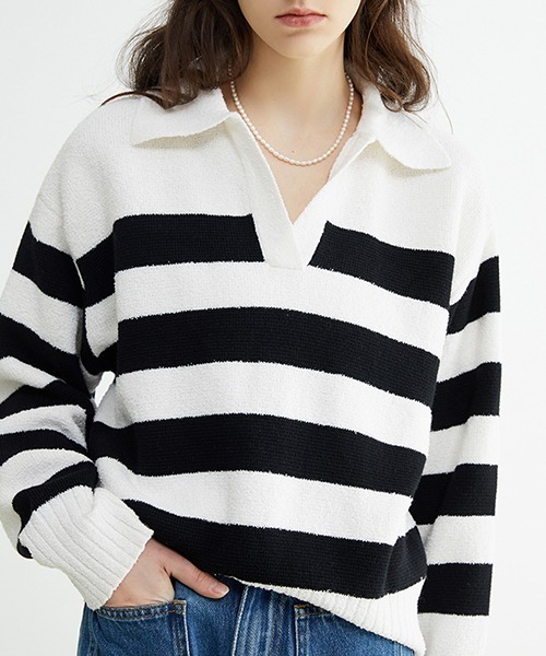 Fano Studios(ファノ ストゥディオズ)の「【Fano Studios】Pile french border skipper tops FC22S174(ニット/セーター・レディース・レッド/ブラック・S/M/L)」の13枚目の写真