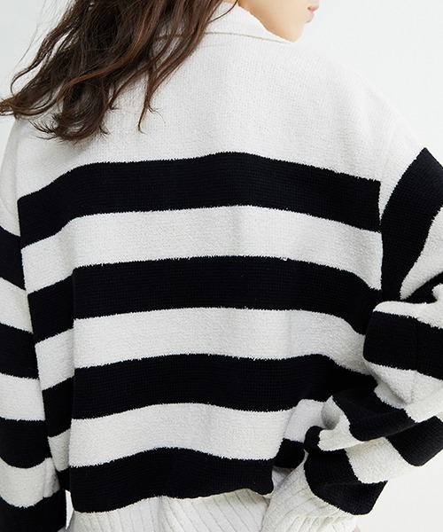 Fano Studios(ファノ ストゥディオズ)の「【Fano Studios】Pile french border skipper tops FC22S174(ニット/セーター・レディース・レッド/ブラック・S/M/L)」の14枚目の写真